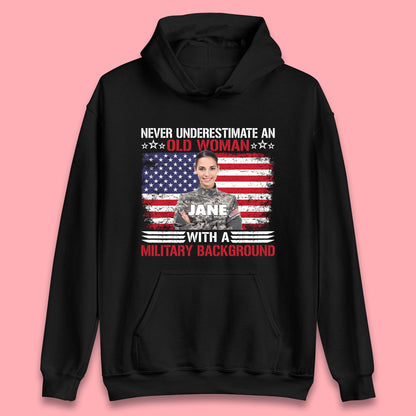 Personalised Never Underestimate An Old Woman Unisex Hoodie