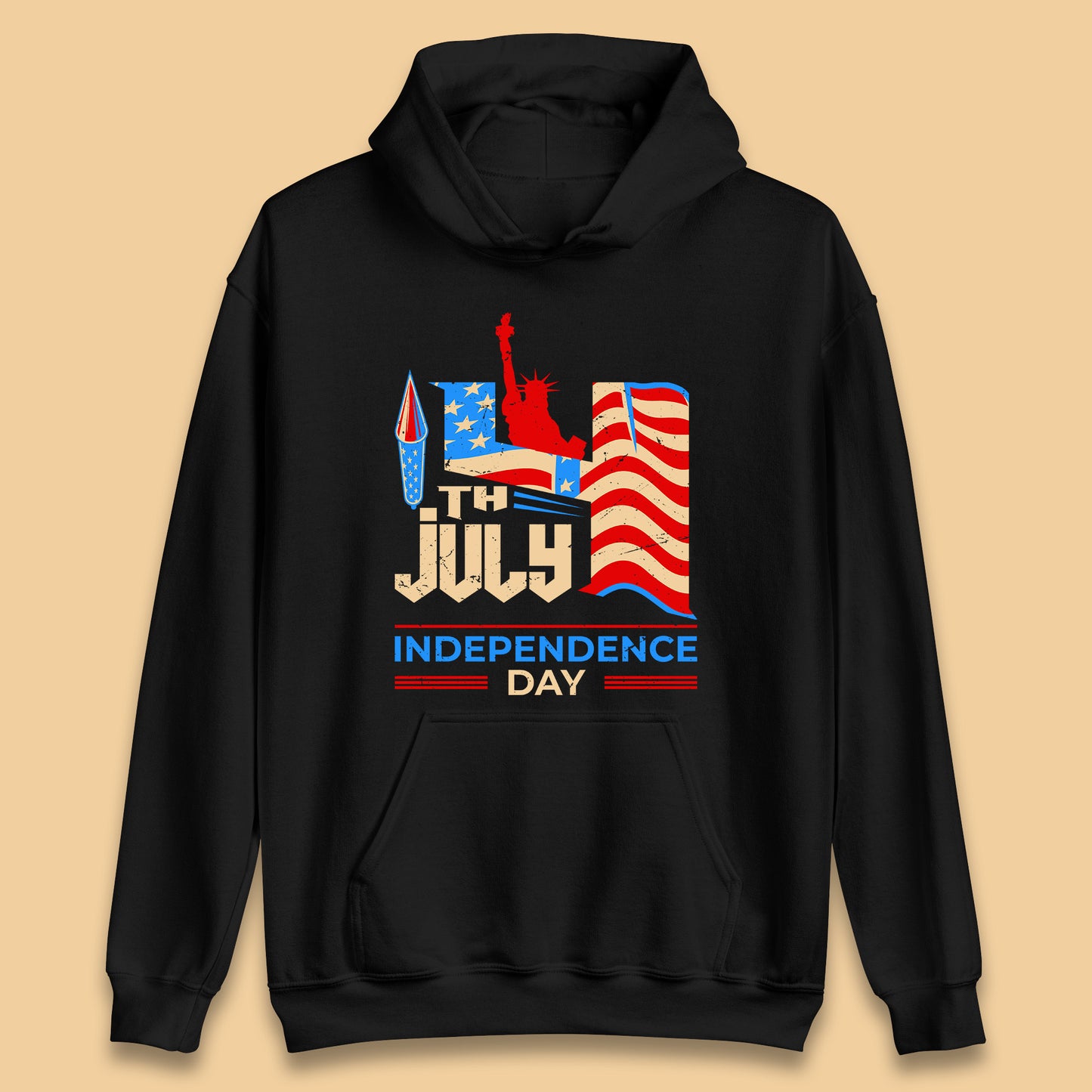 Statue Of Liberty 4th July USA Independence Day Celebration Fireworks Unisex Hoodie
