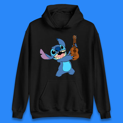 Disney Ohana Playing The Guitar Ohana Lilo & Stitich In Happy Mood Cartoon Character Disney World Unisex Hoodie