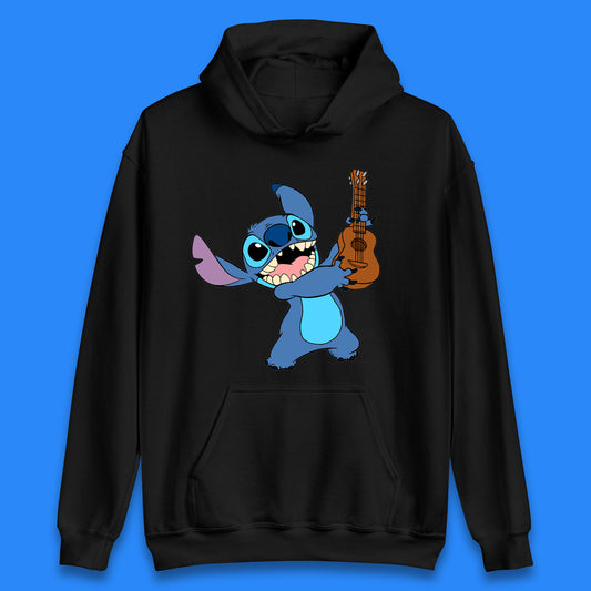 Disney Ohana Playing The Guitar Ohana Lilo & Stitich In Happy Mood Cartoon Character Disney World Unisex Hoodie