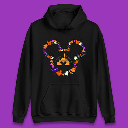 Disney Halloween Mickey Mouse Head Disney Castle Halloween Elements Horror Scary Unisex Hoodie