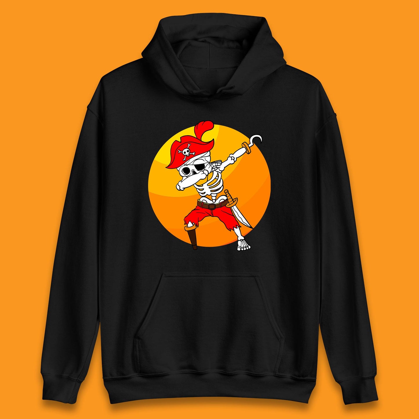 Dabbing Pirate Skeleton Halloween Jolly Roger Funny Halloween Costume Unisex Hoodie