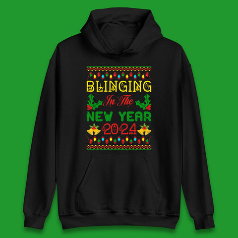 Blinging In The New Year 2024 Christmas Happy New Year Xmas Festive Celebration Unisex Hoodie