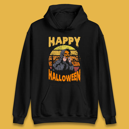 Happy Halloween Jack O Lantern Pumpkin Head Horror Scary Vintage Retro Halloween Unisex Hoodie