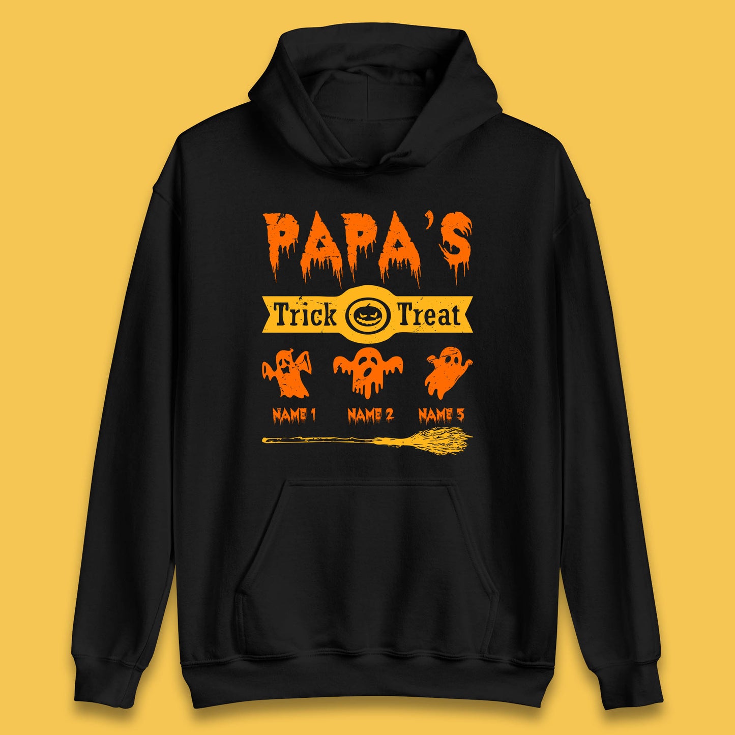 Personalised Papa's Trick Or Treat Halloween Custom Your Boo Ghost Children Names Scary Spooky Costume Unisex Hoodie