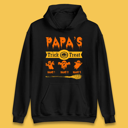 Personalised Papa's Trick Or Treat Halloween Custom Your Boo Ghost Children Names Scary Spooky Costume Unisex Hoodie