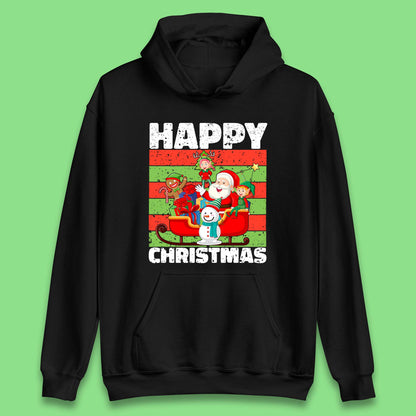 santa and friends on sleigh christmas hoodie