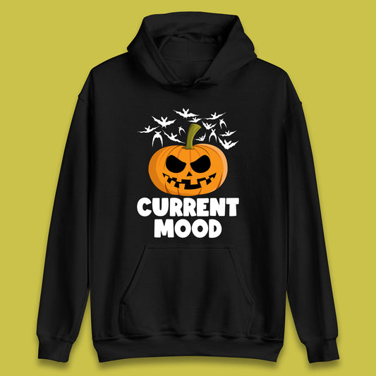 Current Mood Halloween Pumpkin Ghost Evil Scary Smile Face Horror Jack-o-lantern Unisex Hoodie