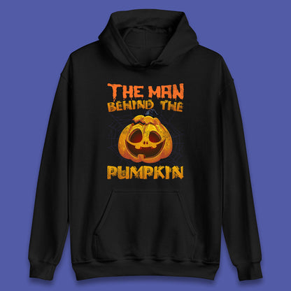 The Man Behind The Pumpkin Halloween Pregnancy Baby Announcement New Dad Gift Unisex Hoodie