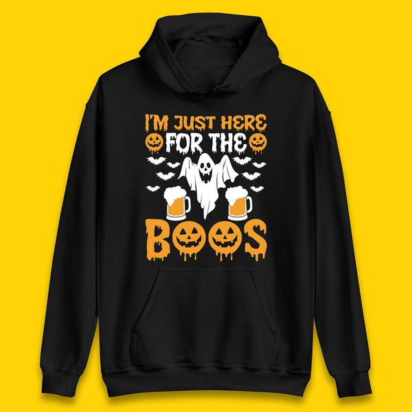 I'm Just Here For The Boos Halloween Boo Ghosts Drinking Beer Unisex Hoodie
