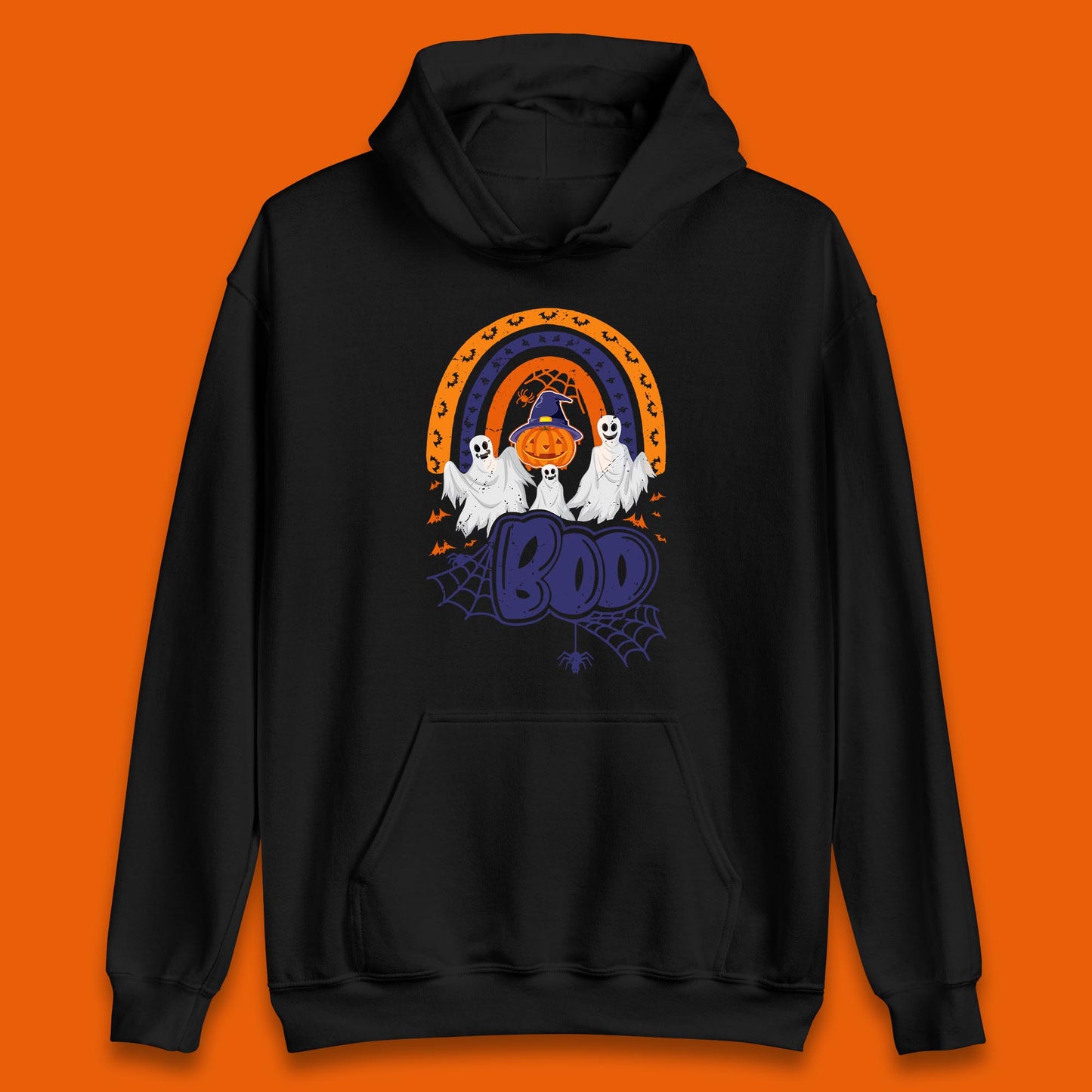 Halloween Boo Ghosts With Witch Pumpkin Scary Spooky Season Unisex Hoodie