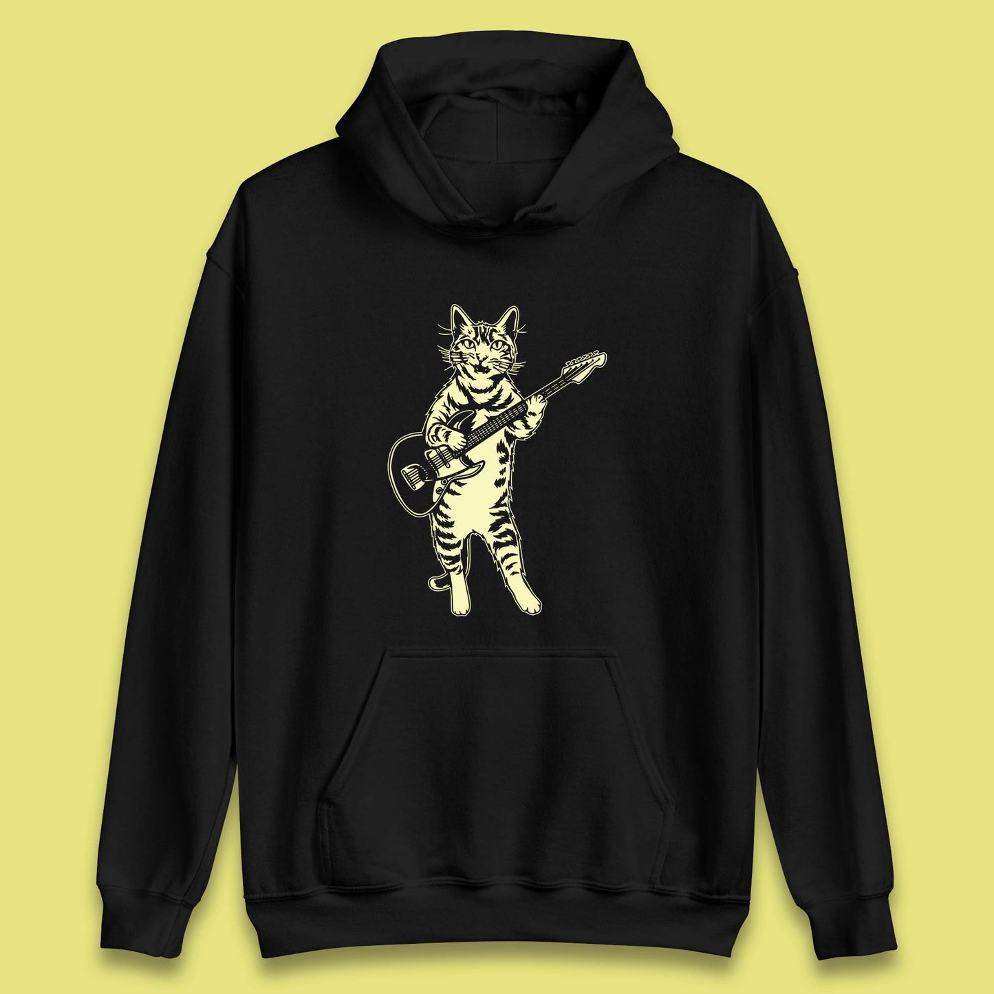 Rock Cat Playing Guitar Musician Guitarist Cat Music Lovers Unisex Hoodie