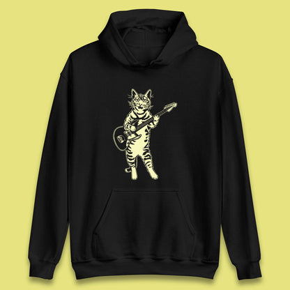 Rock Cat Playing Guitar Musician Guitarist Cat Music Lovers Unisex Hoodie