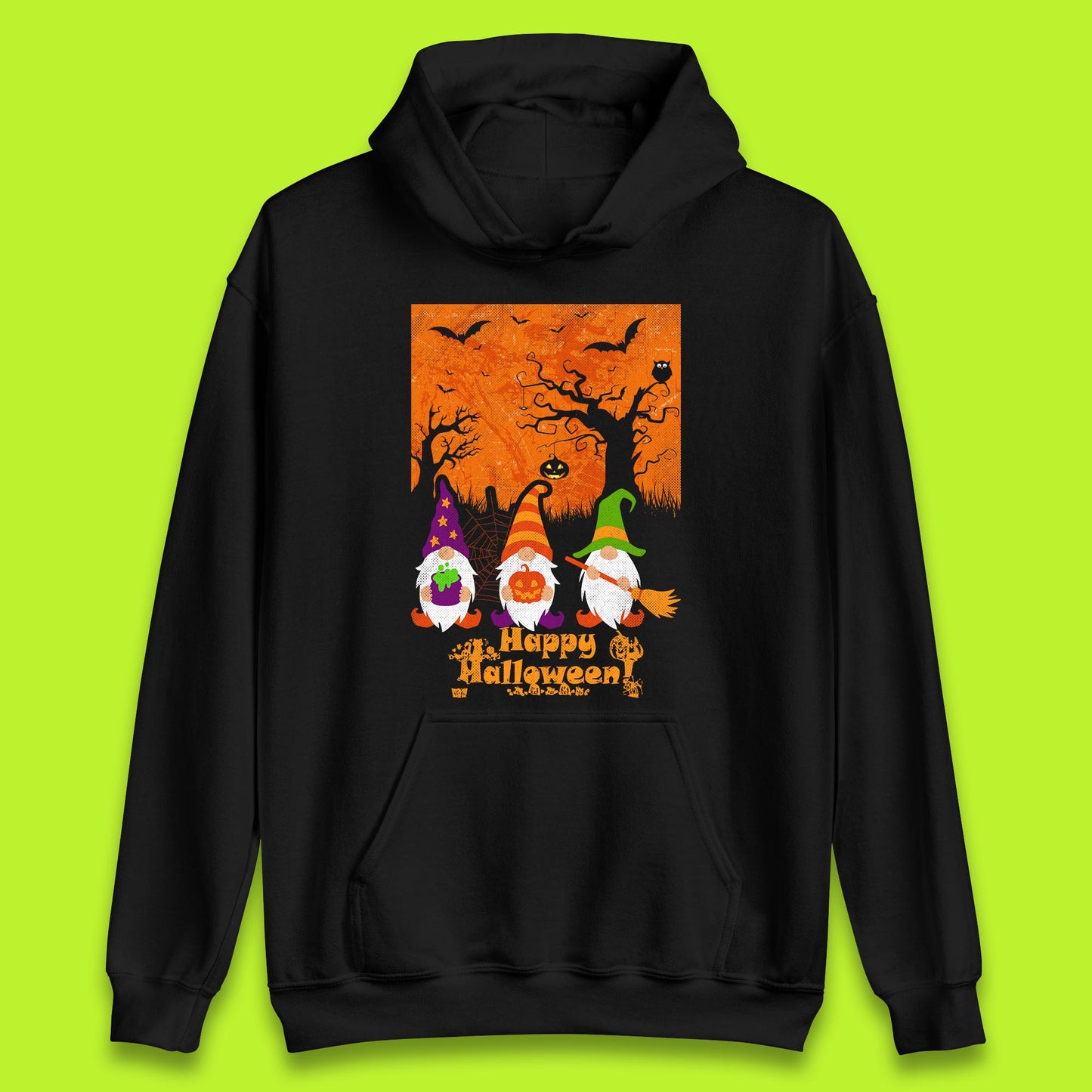 Happy Halloween Gnomies Spooky Witch Gnomes Scary Halloween Trees Gnome Lover Unisex Hoodie