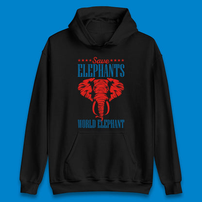 Save The Elephants World Elephant Day Zoo Animal Wildlife Unisex Hoodie