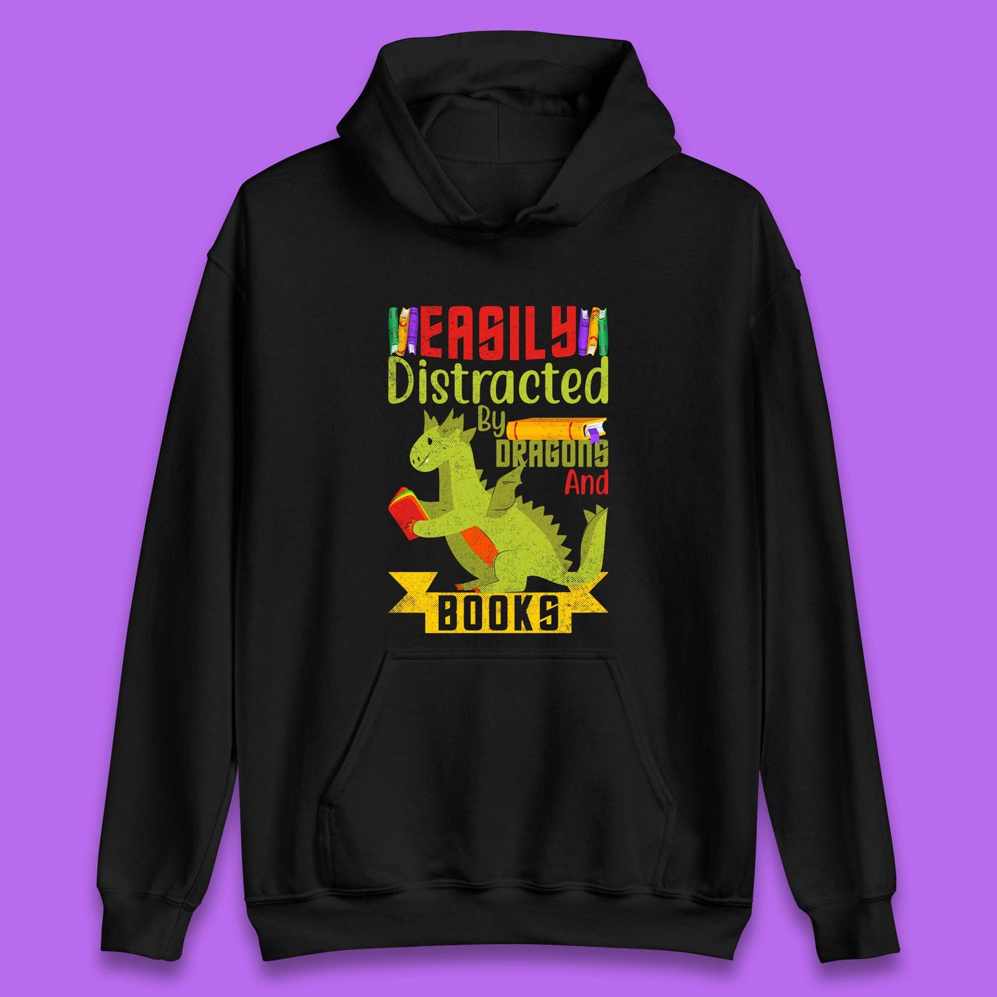 Easily Distracted By Dragons & Books Unisex Hoodie