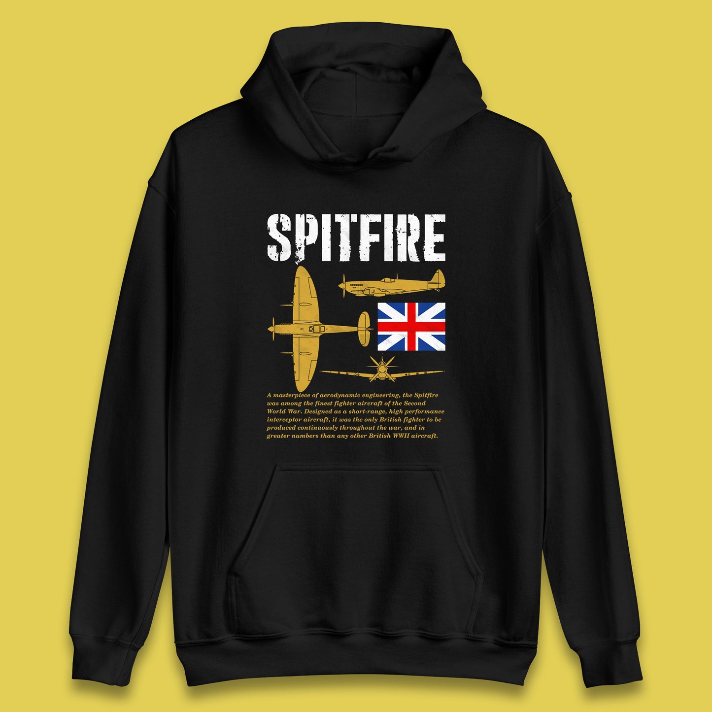 Supermarine Spitfire Royal Air Force British Army Uk Flag Spitfire WWII Remembrance Day Unisex Hoodie