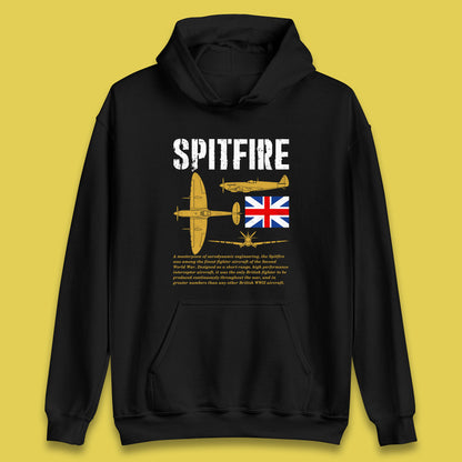 Supermarine Spitfire Royal Air Force British Army Uk Flag Spitfire WWII Remembrance Day Unisex Hoodie