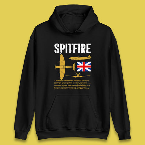Supermarine Spitfire Royal Air Force British Army Uk Flag Spitfire WWII Remembrance Day Unisex Hoodie