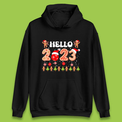 Hello 2023 Merry Christmas Gingerbread Xmas Cookies Unisex Hoodie