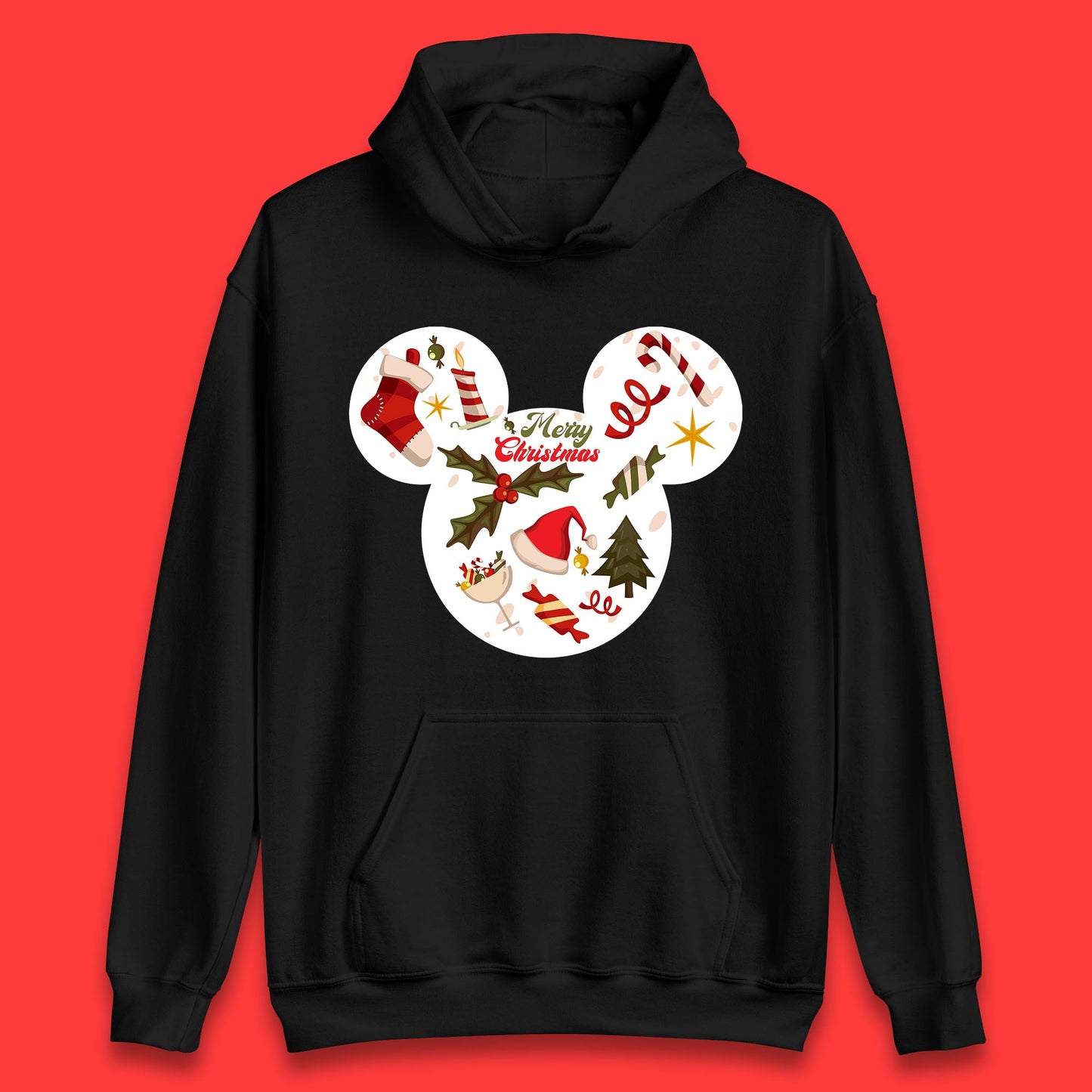 merry christmas disney mickey mouse head hoodie