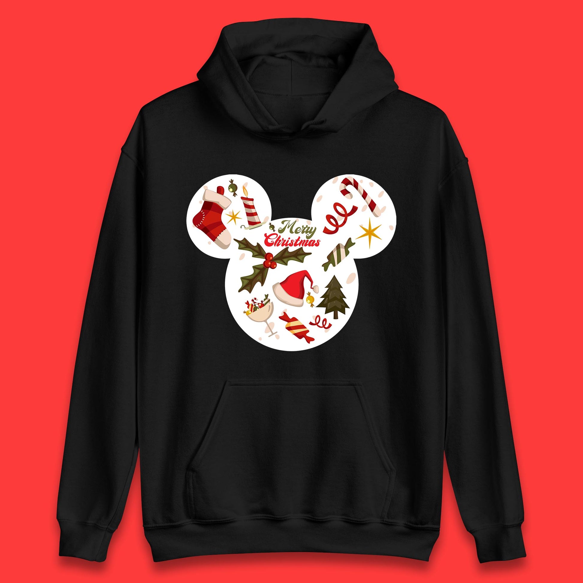 merry christmas disney mickey mouse head hoodie