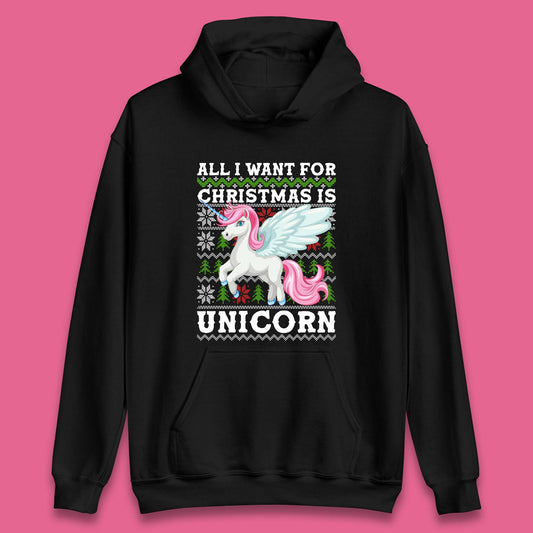 Want Unicorn For Christmas Unisex Hoodie