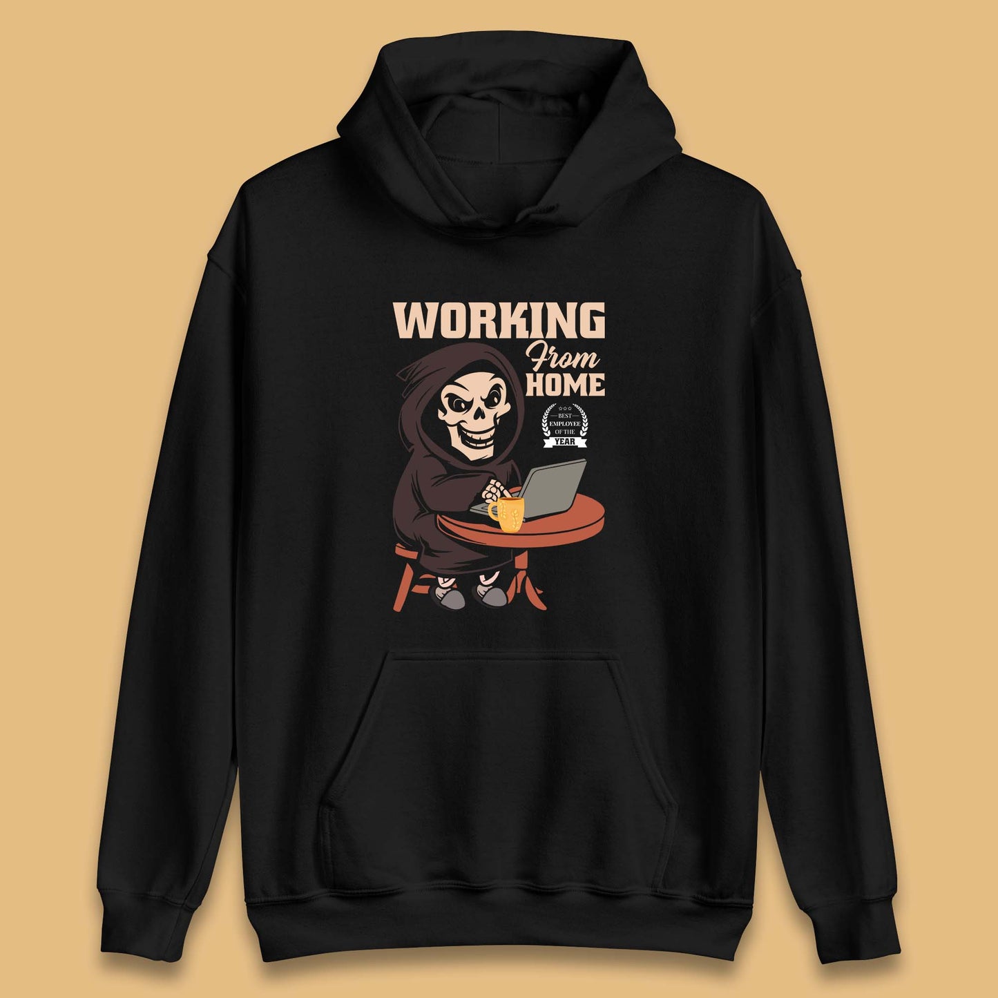 Working From Home Best Employee Of The Year Funny Death Halloween Unisex Hoodie