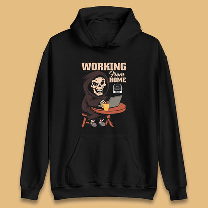 Working From Home Best Employee Of The Year Funny Death Halloween Unisex Hoodie