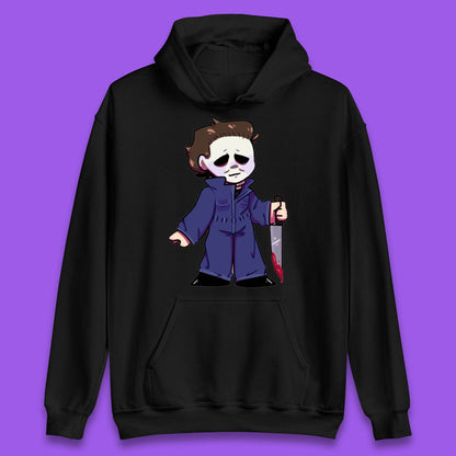 Chibi Michael Myers Holding Bloody Knife Halloween Serial Killer Horror Movie Character Unisex Hoodie