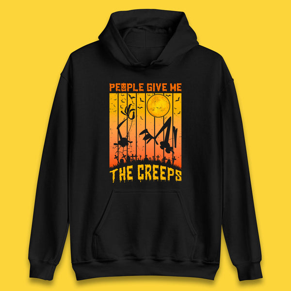 People Give Me The Creep Halloween Horror Scary Graveyards Full moon Flying Bats Unisex Hoodie