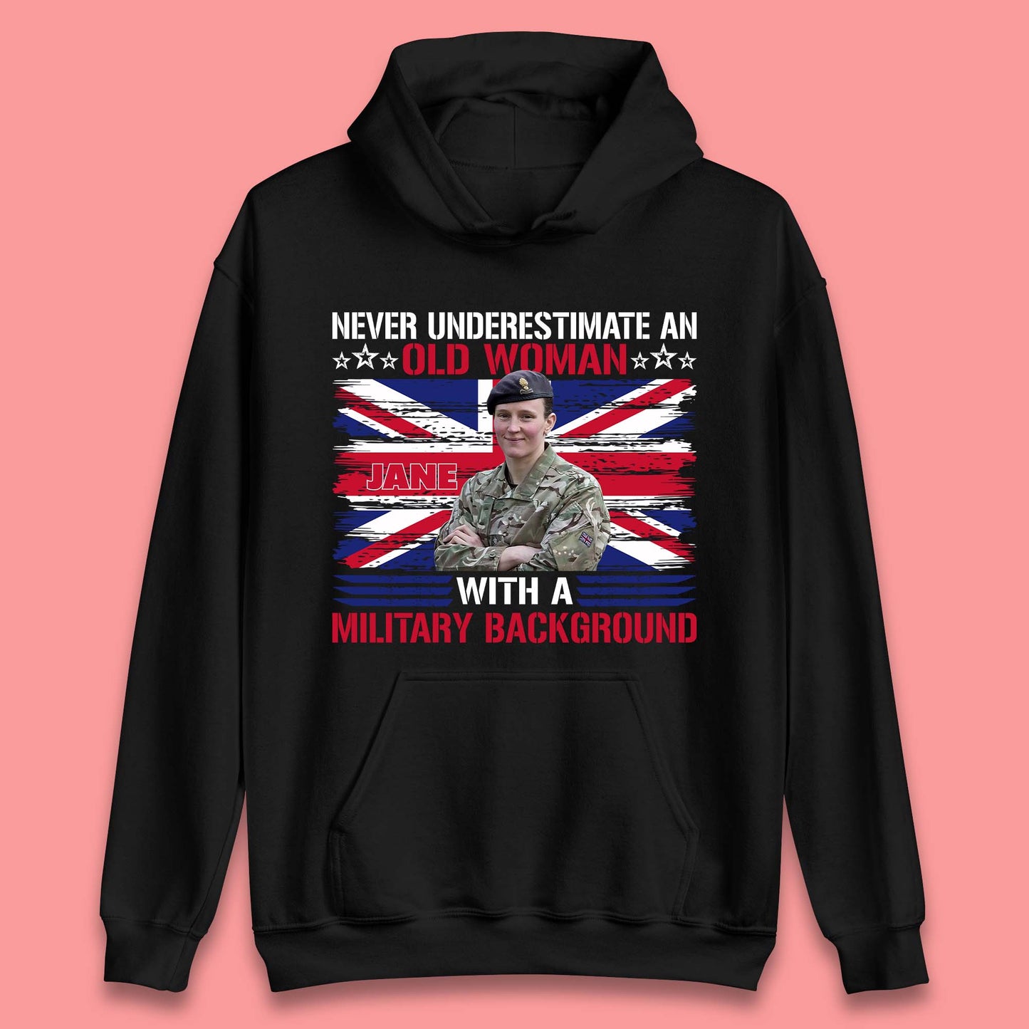 Personalised Never Underestimate An Old Woman Unisex Hoodie