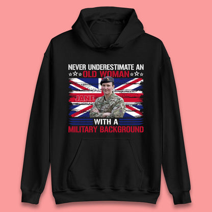 Personalised Never Underestimate An Old Woman Unisex Hoodie