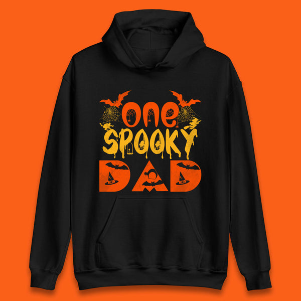One Spooky Dad Happy Halloween Fall Season Dad Life Spooky Flying Bats Unisex Hoodie