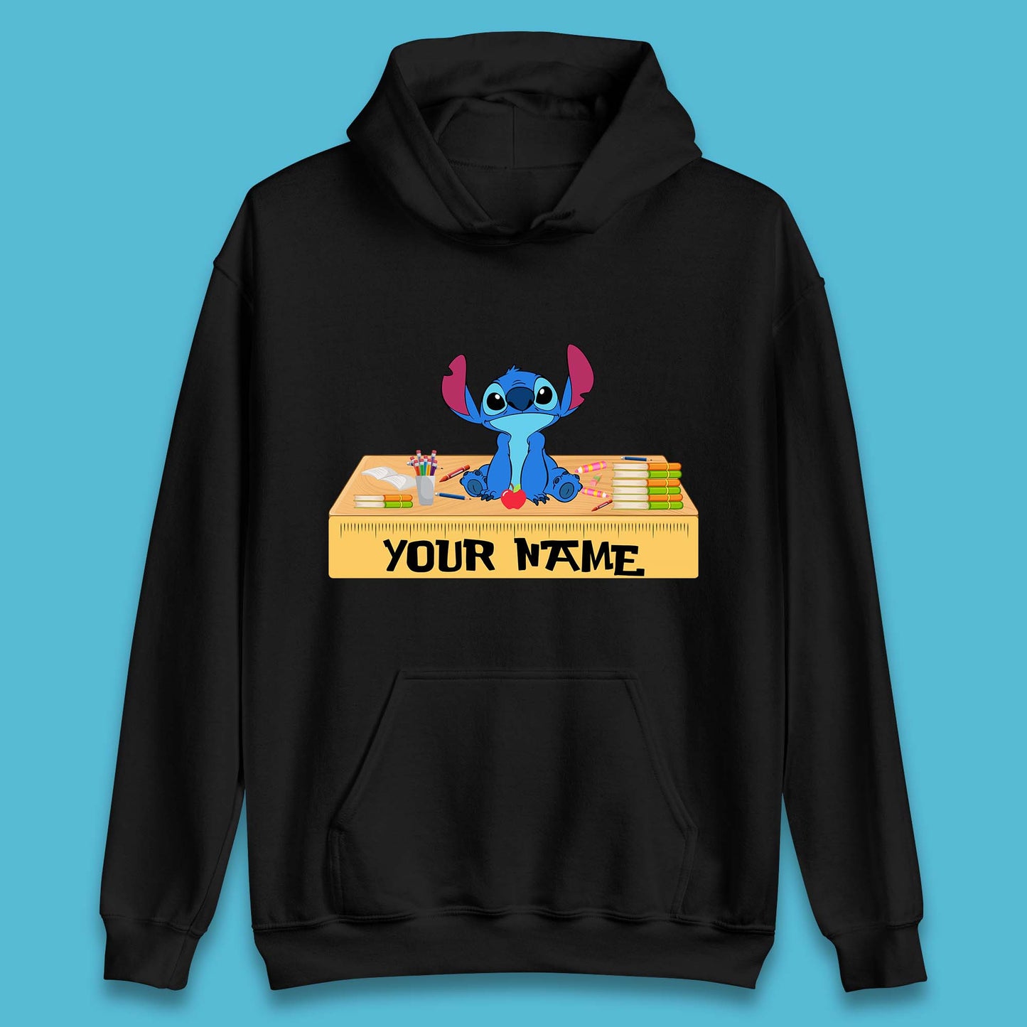 Personalised Disney Stitch Welcome Back To School Your Name Lilo & Stitch School First Day Of School Unisex Hoodie