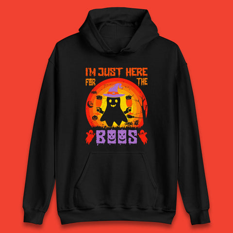 I'm Just Here For The Boos Halloween Boo Ghost Witch Hat Horror Scary Unisex Hoodie