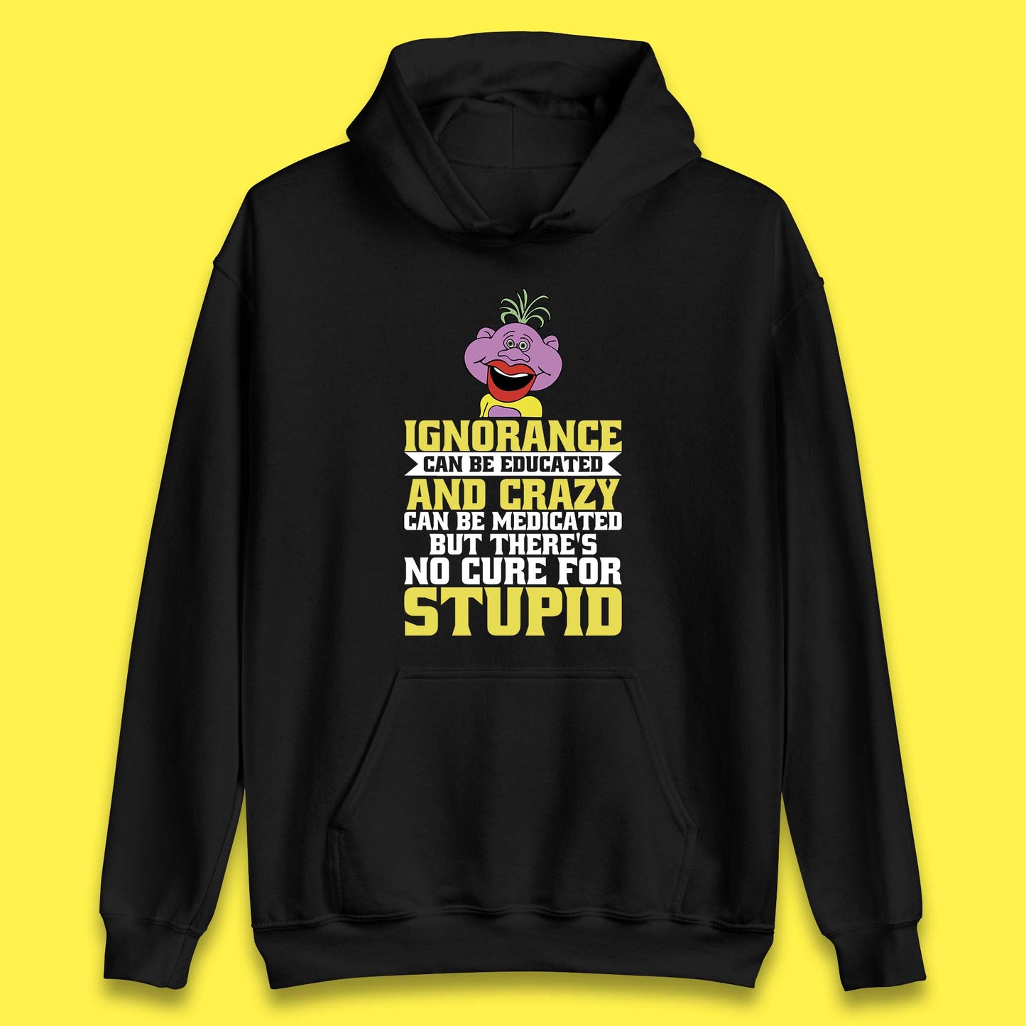 Ignorance Can Be Educated And Crazy Can Be Medicated But There's No Cure For Stupid Anonymous Quote Unisex Hoodie