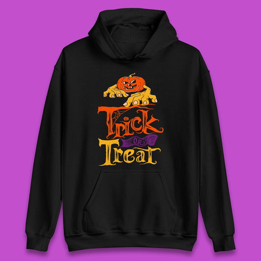 Halloween Trick Or Treat Horror Scary Evil Pumpkin With Zombie Hands Unisex Hoodie