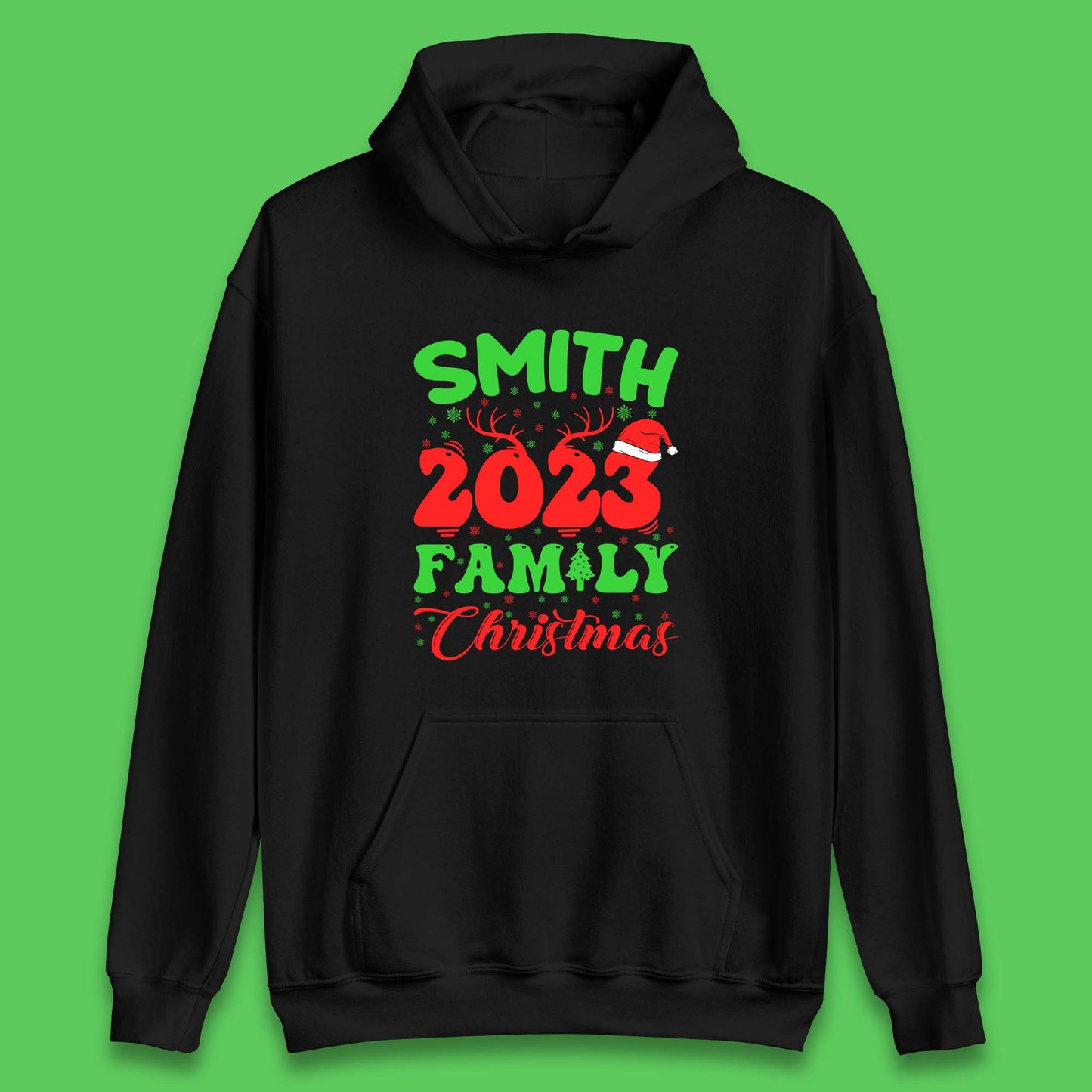 Personalised 2023 Family Christmas Your Name Xmas Matching Family Costume Unisex Hoodie