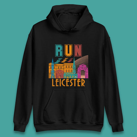 Run Leicester Festival Leicester Skyline Souvenir Race Leicester Running Unisex Hoodie