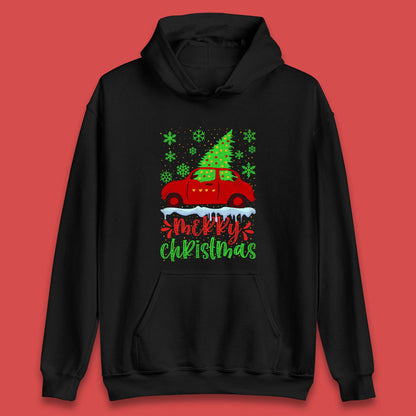 merry christmas red car hoodie