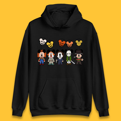 Disney Halloween Friends Horror Movie Characters Mickey Mouse Balloons Unisex Hoodie