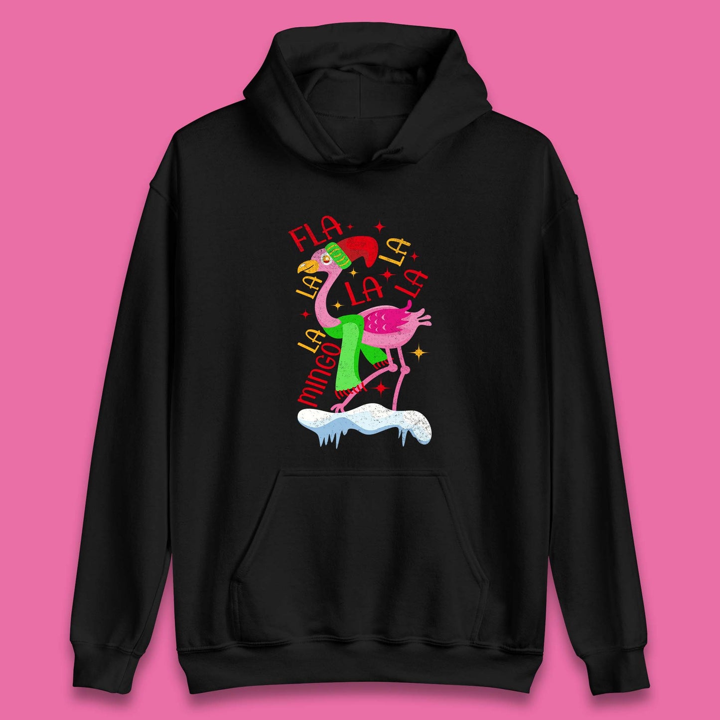 pink flamingo christmas hoodie