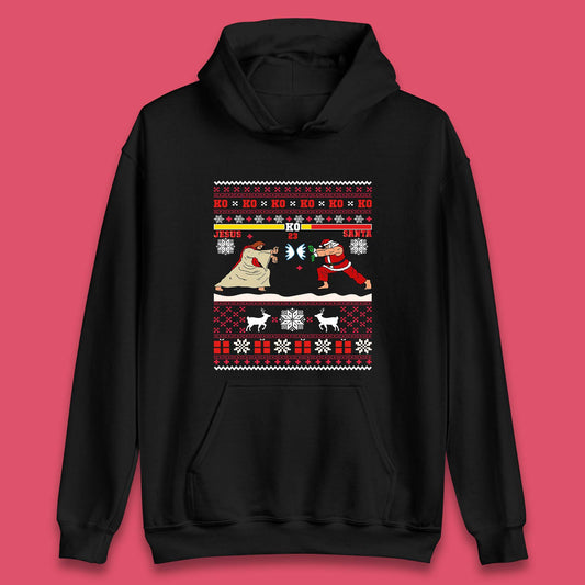 Jesus Vs Santa KO Christmas Unisex Hoodie