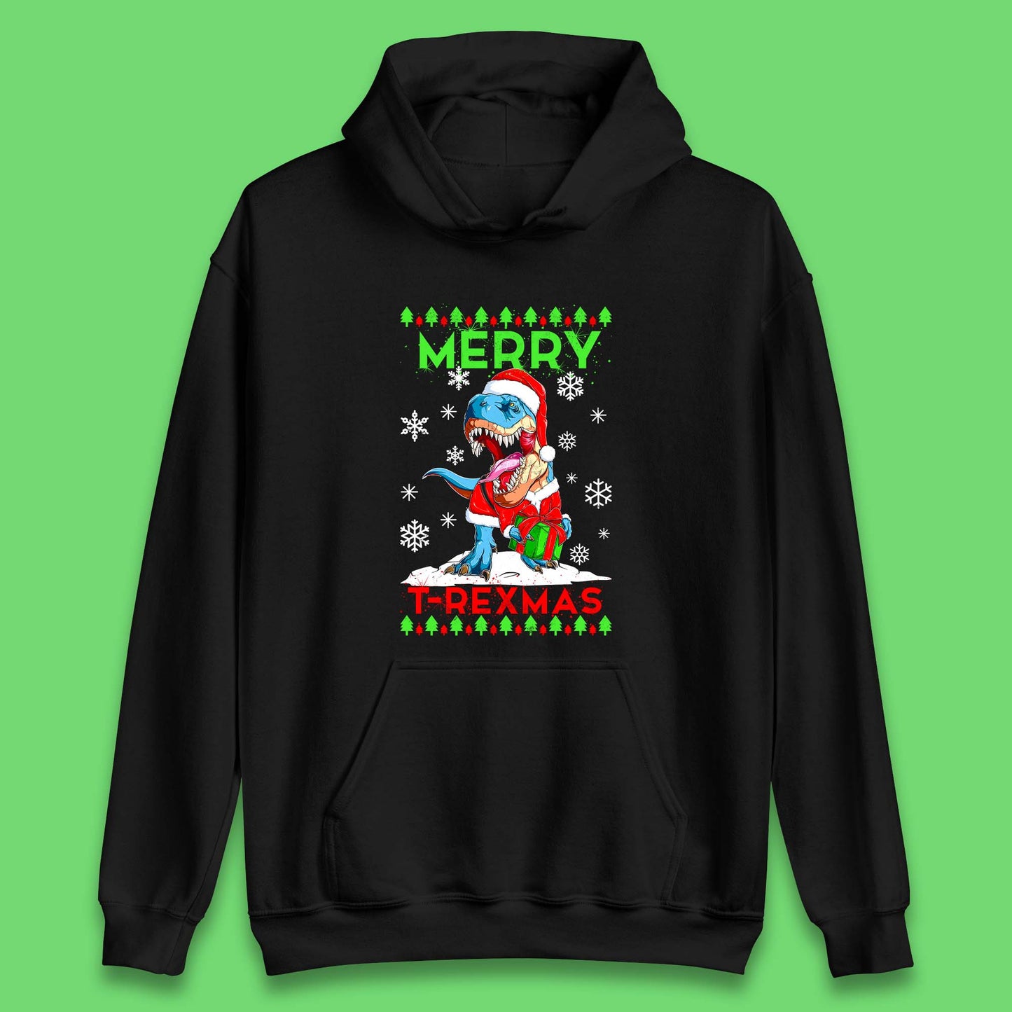 merry t rexmas christmas dinosaur hoodie
