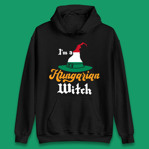 I'm A Hungarian Witch Halloween Witch Hat Hungarian Flag Unisex Hoodie
