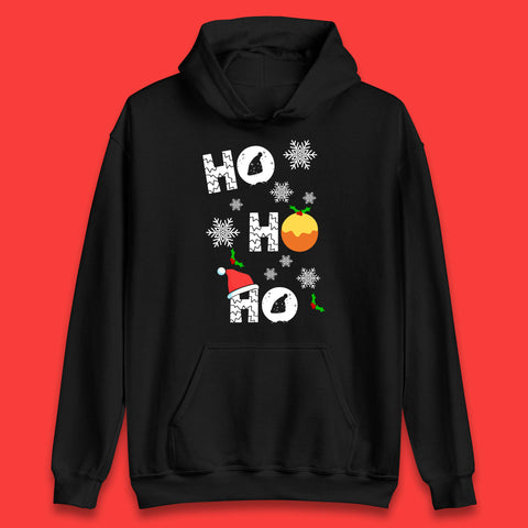 Ho Ho Ho Christmas Santa Hat Happy Christmas Pudding Xmas Festive Unisex Hoodie