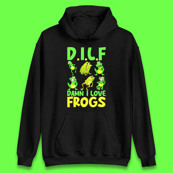 Dilf Damn I Love Frogs Funny Saying Animals Vintage Frog Lover Unisex Hoodie