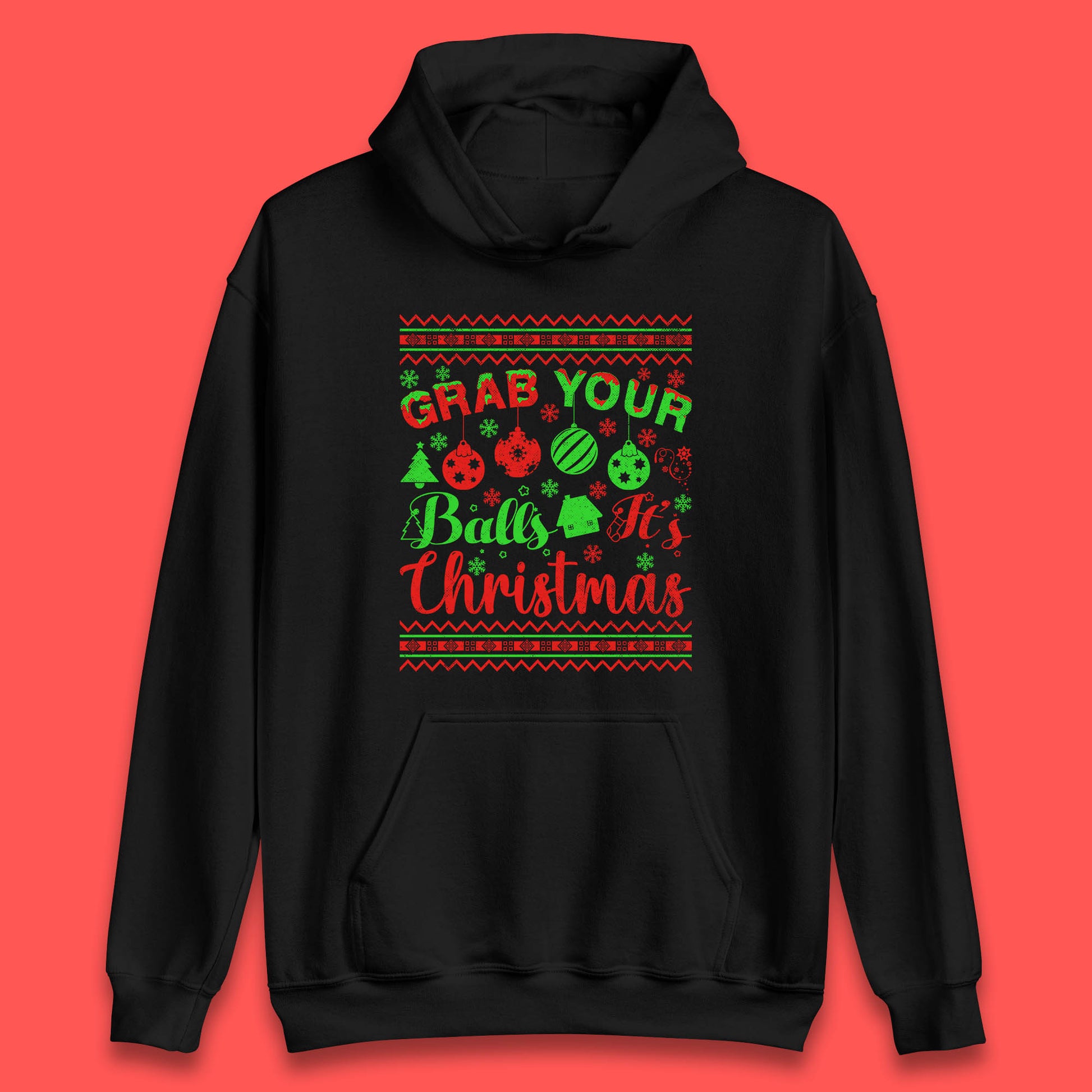 grab your balls christmas funny hoodie