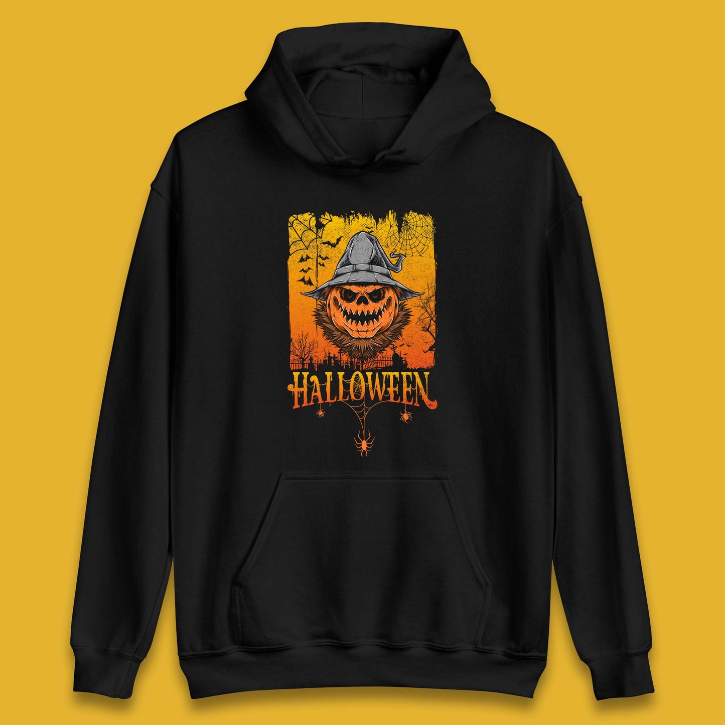 Angry Halloween Scary Evil Pumpkin Funny Pumpkin Head With Fire Eyes Scary Spooky Season Unisex Hoodie